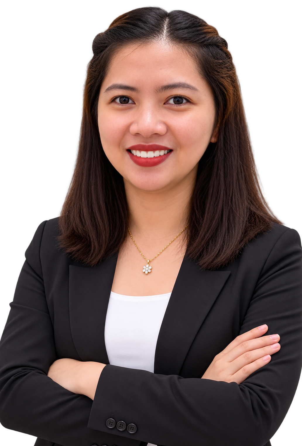 May Ann Llanes standing with her arms crossed